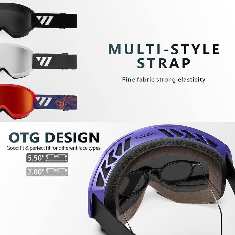 ISTON Ski Goggles - OTG Snow/Snowboard Goggles for Men, Women & Youth - 100% UV Protection W1 - Image 4